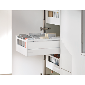 Cajón interno TANDEMBOX antaro con galería y elemento de inserción en metal o vidrio satinado, altura D, color blanco