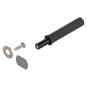 TIP-ON para puertas versión corta con placa para pegar y atornillar, color negro carbón mate