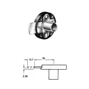 Cilindro CB-241 montaje vertical caja redonda, profundidad del pestillo 2.4mm, longitud 35mm.