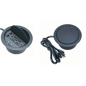 Multicontacto CIRCUM con 2 contactos eléctricos, entradas voz/datos/USB, material acero