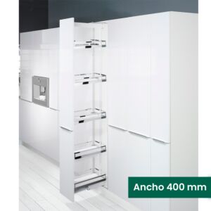 Kit 01 - Extraíble para cocina DISPENSA con 5 entrepaños STYLE ICE WHITE para mueble de 400 mm de ancho