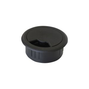 Pasacables con tapa giratoria, para embutir en mesa o escritorio,  plástico, color negro