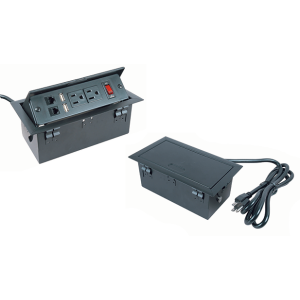 Multicontacto QUAD con 2 contactos eléctricos, entradas voz/datos/USB, material acero