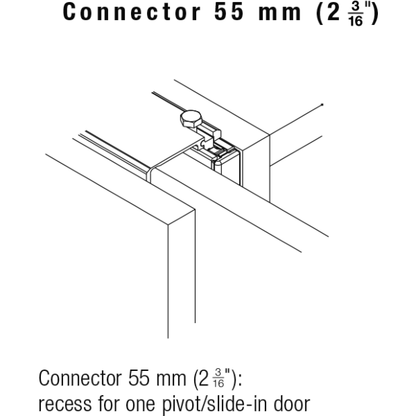 Perfil Conector de aluminio de 650 mm. para una puerta con sistema HAWA CONCEPTA