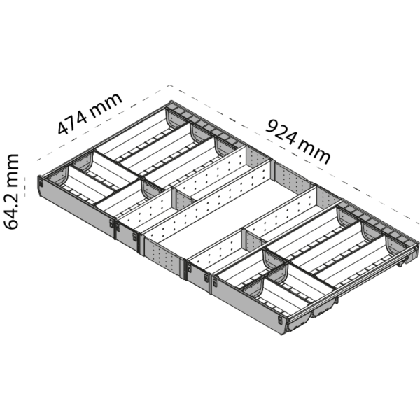 Organizador para piezas pequeñas ORGA-LINE para cajón cubertero TANDEMBOX, con ancho de 1000 mm