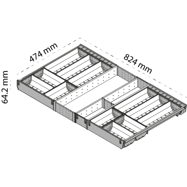 Organizador para piezas pequeñas ORGA-LINE para cajón cubertero TANDEMBOX, con ancho de 900 mm