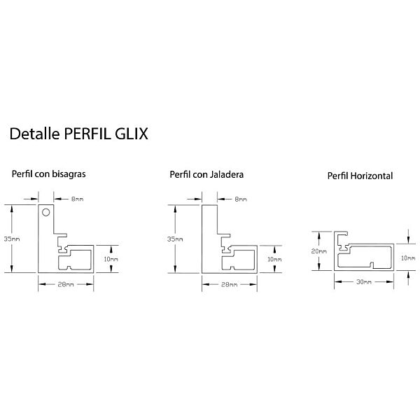 Perfil GLIX a medida para puerta de cristal