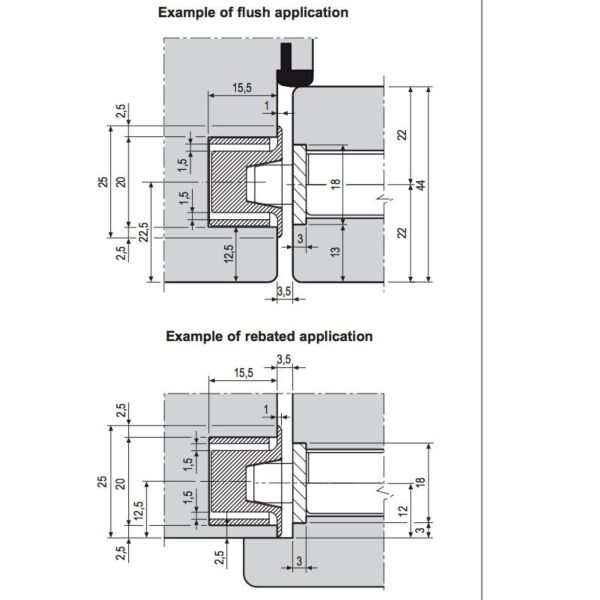 Cerraduras Magnéticas para embutir, modelo POLARIS 2XT función de recámara / baño
