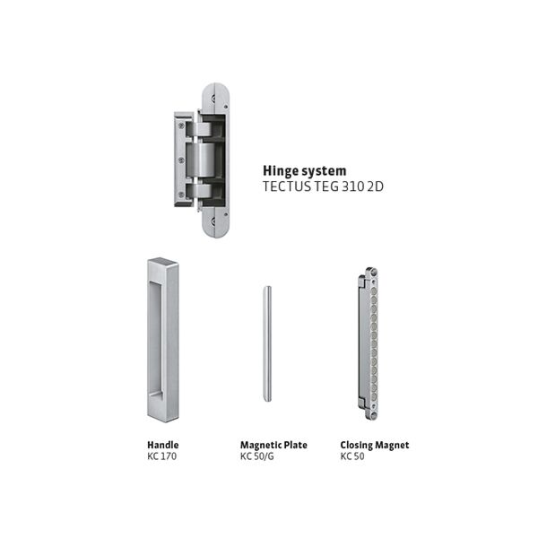 TECTUS Glass: Bisagra para puerta de comunicación de cristal, capacidad de carga de 80 kg por par